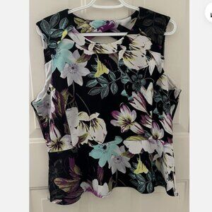 Worthington PXL Sleeveless Top Upper Back Cutout Floral